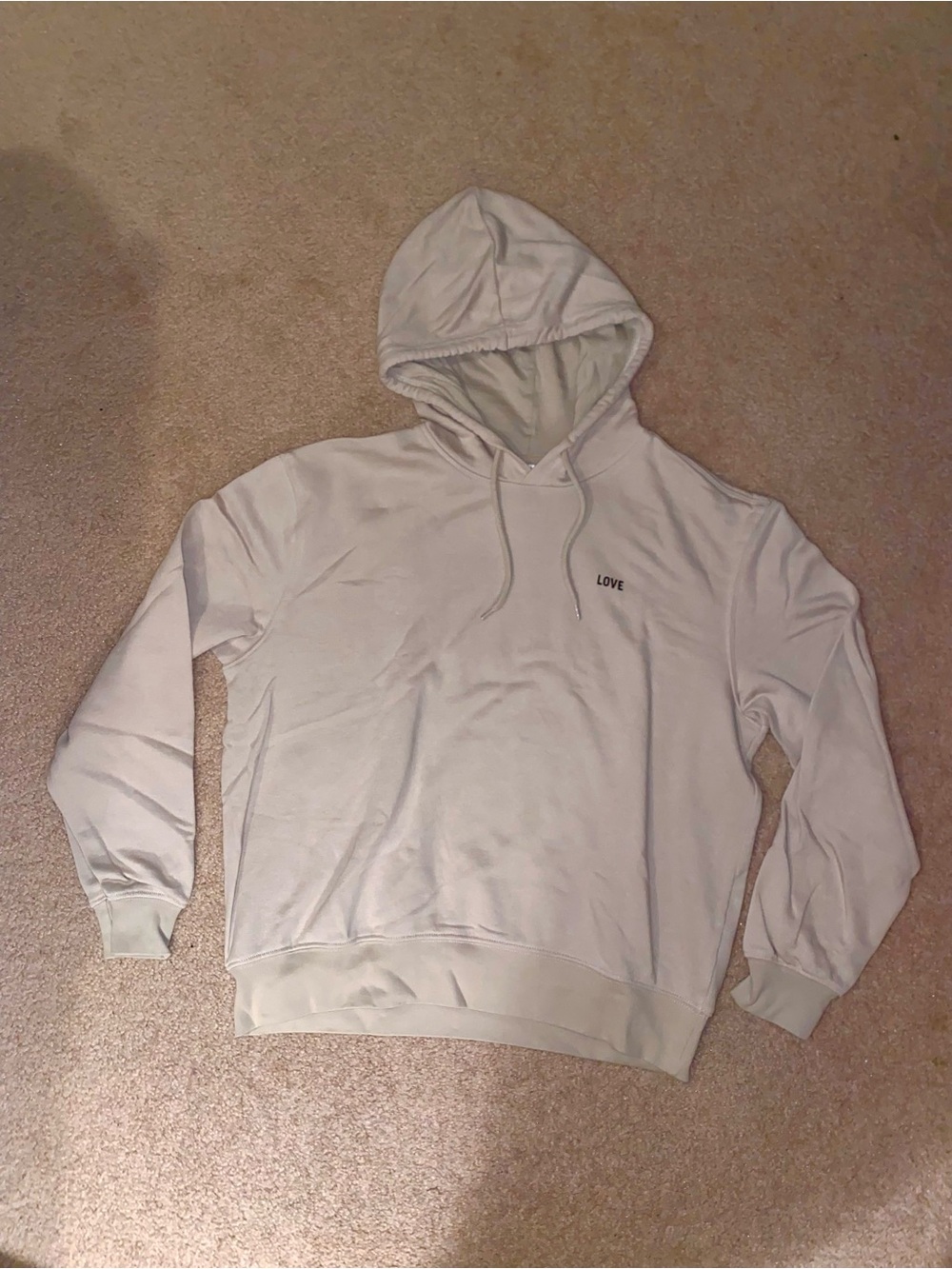 H&M Tan Hoodie with 'LOVE' Embroidery